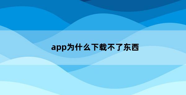 app为什么下载不了东西(手机为什么下载不了APP)